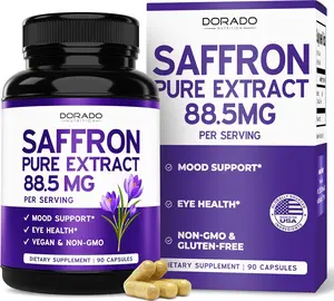 90 Capsules Saffron Supplements for Mood, Energy & Vision Support (3 Month Supply) Pure Saffron Extract 88.5mg Per Serving