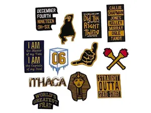 Alpha 12 Patch Bundle - Assortment of 12 Iron-On & Sew-On Patches, 1906, High-Quality 100% Embroidered, Sew-On Options, Various Designs