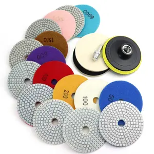 4 Inch 12PCS Diamond Polishing Pads Kit with 5/8''-11 Backer Pad, Wet/Dry 50-6000 Grit Polish Pad for Granite Concrete Marble Countertop Quartz Fits Drill Grinder Polisher