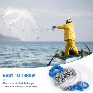 Hand Cast Radius Fishing Net, Heavy Duty Bottom Spread Cast Net with Chain Sinker Easy Throwing Design-3331 robotic lure