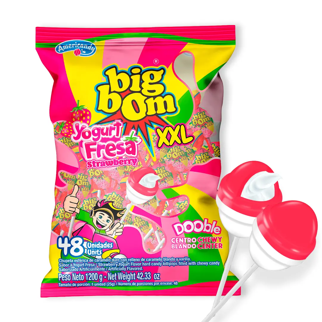 Americandy XXL Lollipops, Strawberry Yogurt