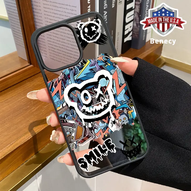 MagSafe Smartphone Case for iPhone 16 Pro Max,15 Plus,14,13,12,11,XR,X,XS - Funny Bear Acrylic Transparent, Anti-Scratch, Wireless Charging Compatible Handheld Cellphone Protection Back Cover for Girls, Devices