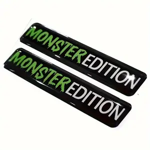 2PCS/SET Dark Monster Cool Style Enthusiast Exclusive Monster Font Sticker For Motorcycle Parts/Backpacks/Car Interior/Luggage Black-green monster texture font + logo elements boost dark cool aura Car & Dark Monster Accessory Exclusive Decor