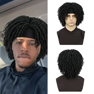 Synthetic Dreadlock Wig with a 6-Inch Headband, Designed for Men, Featuring Braided Twists And Curly Hair for Everyday Wear