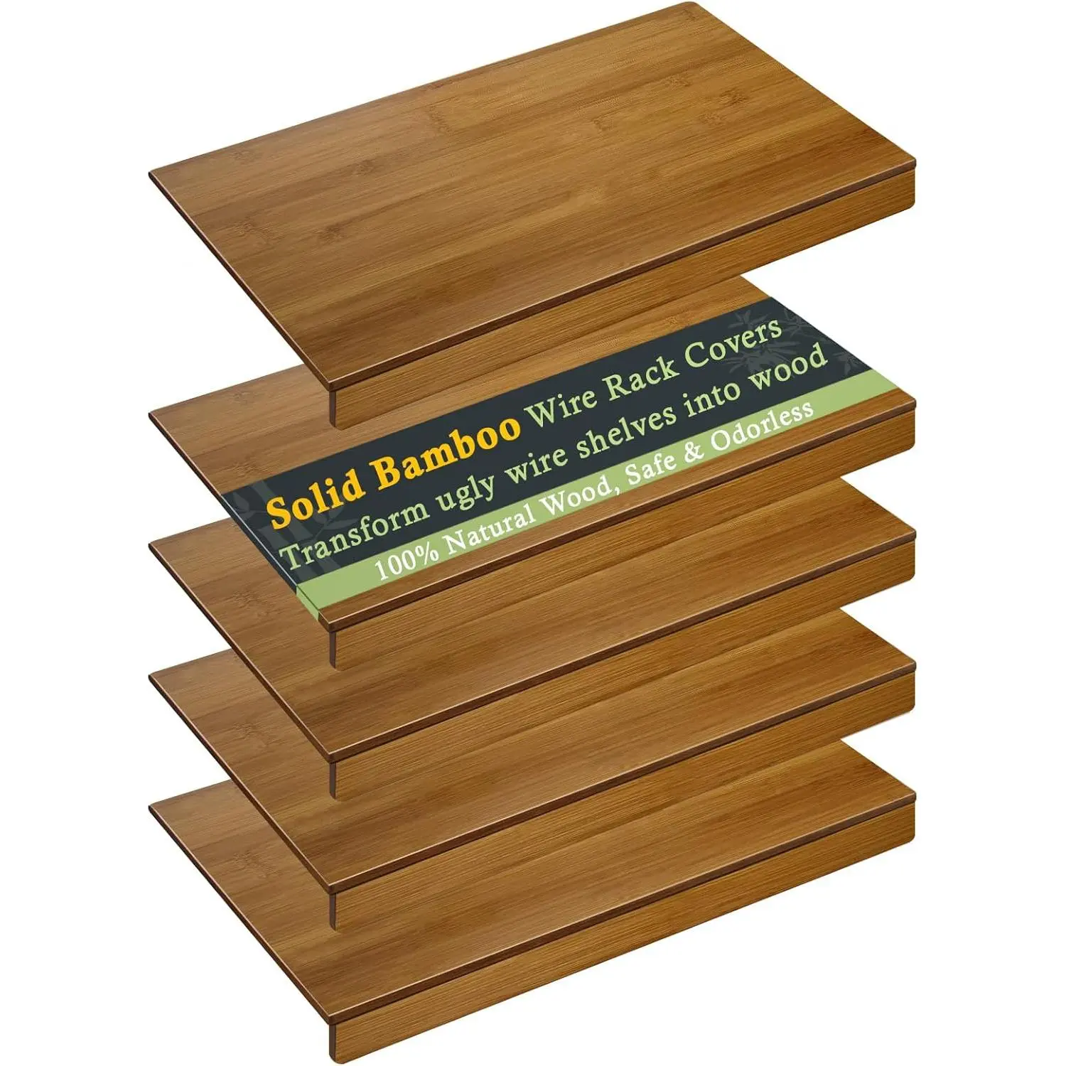 Solid Carbonized  Wire Shelf Covers for Wire Shelving, Wire Rack Covers for Pantry Shelves, Tool-Free &  (5pcs, 30" W x 16" D)