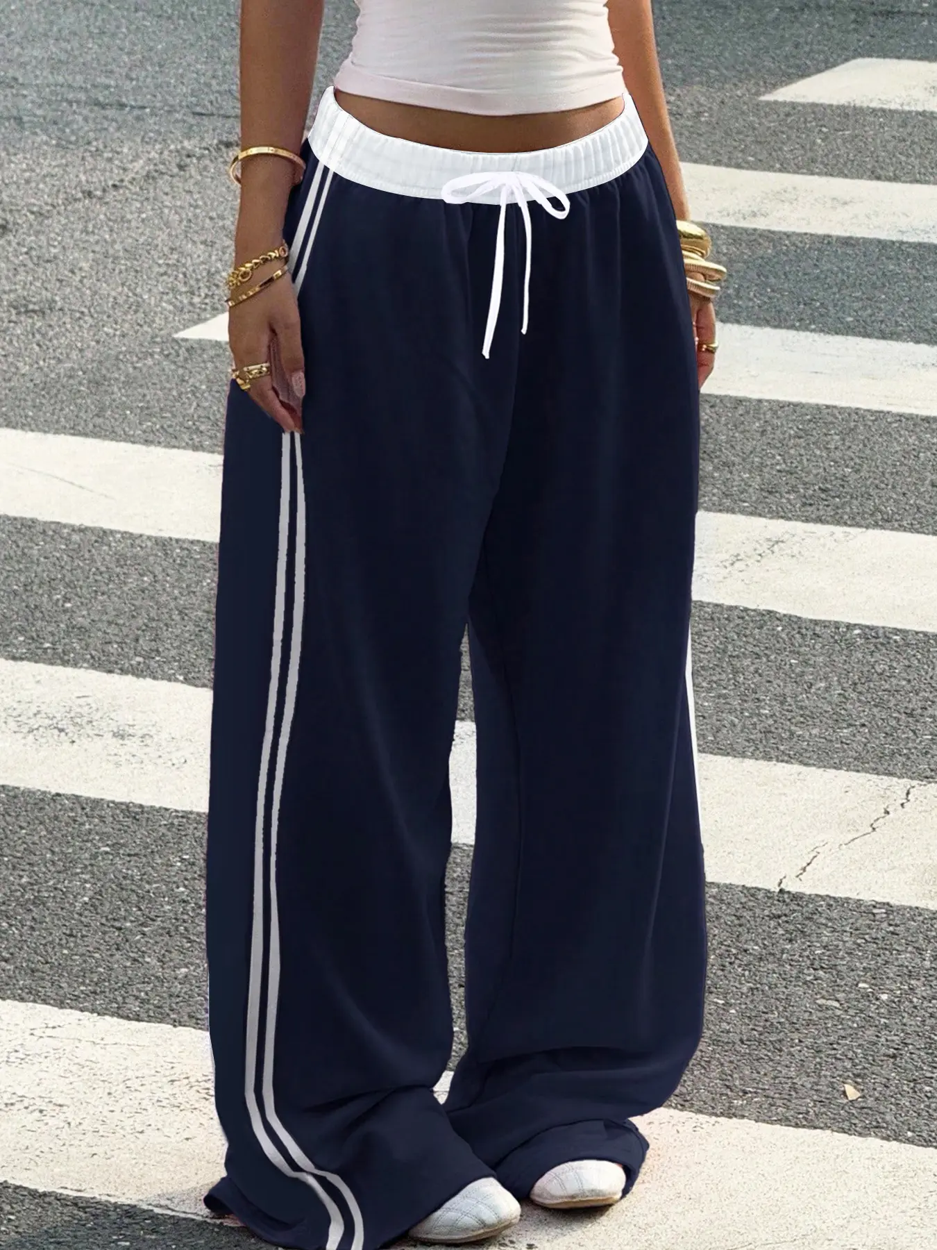 Women's Streetwear Hip Hop Rap Dance Motorcycle School Youth Casual Fashion Trendy Sportswear Long Pants Drawstring Waist Adjustable Fitted