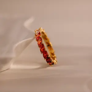 Red Marquise Ombre Ring by Caitlyn Minimalist - Dainty Garnet Gemstone Ring in 18K Gold - Eternity Birthstone Ring - Gift for Her