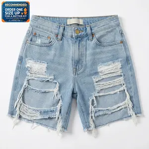 Women's High-Waisted Distressed Breathable Cotton Jean Shorts, Fringe Bottom, Comfortable Women's Clothes for Beach & Outdoor Sports (Swimwear Trunks Compatible), Jean Shorts For Women summerwins