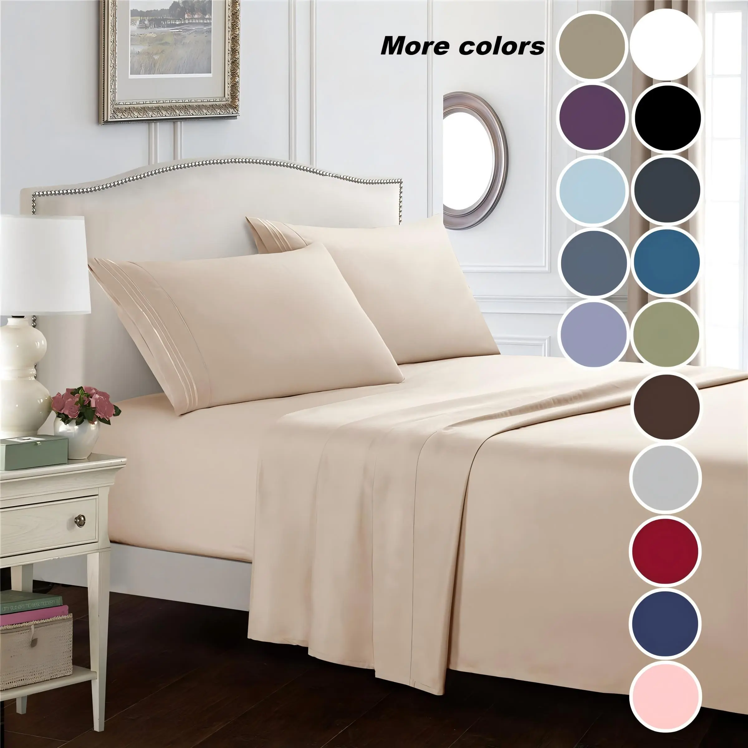 Solid Color Bedding Set, 1 Set Including Flat Sheet & Fitted Sheet & Pillowcase without Core, Polyester Soft Comfortable Bedding Set for Bedroom, Guest Room, Hotel, Soft Breathable Sheet, Soft Bed Sheets, Comfy Bed Sets