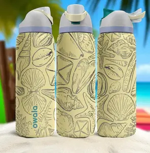 Owala Engraved Seashell 32oz Stainless Steel Insulated Tumbler | Ocean Beach Shell Design Leak-Resistant Travel Water Bottle | Double Wall Vacuum Cup for Daily Hydration
