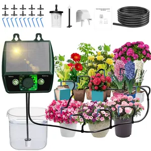 MQHUAYU Solar-Powered Automatic Drip Irrigation System, 1.1W Setup, 12 Timing Modes, Auto Watering for Outdoor Gardens & Greenhouses