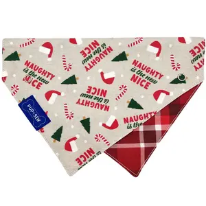 Naughty is Nice Dog Collar Bandana, Reversible and Two-Tone