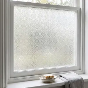 Vintage Pressed Glass Film, Self-Adhesive Transparent Privacy Window Decal, Living Room Bedroom Decor, Easy Peel Without Damaging Glass, Window Privacy Films