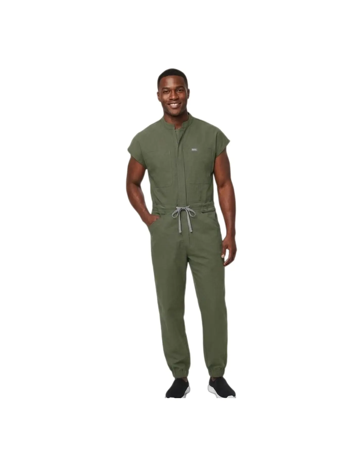 Sleeveless Stand Collar Slim Fit Scrub Jumpsuit Breathable Hospital Doctor Nurse Work Uniform Workwear