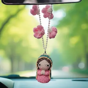 Handmade Resin Mary Statue Car Pendant, Resin Material, Ideal for Car Blessing, Prayer Beads, and Decoration, Unique Handcrafted Design