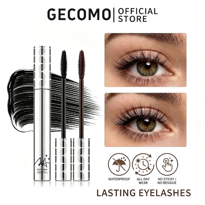 GECOMO Extensionist Mascara – Lengthening, Curling & Volumizing Mascara for Fluffy, Clump-Free Lashes, Lightweight Formula, Smudge-Proof & Anti-Staining, No Spider Lashes, Cruelty-Free & Paraben-Free Eye Makeup, Perfect Gift for Holidays & Mother's Day
