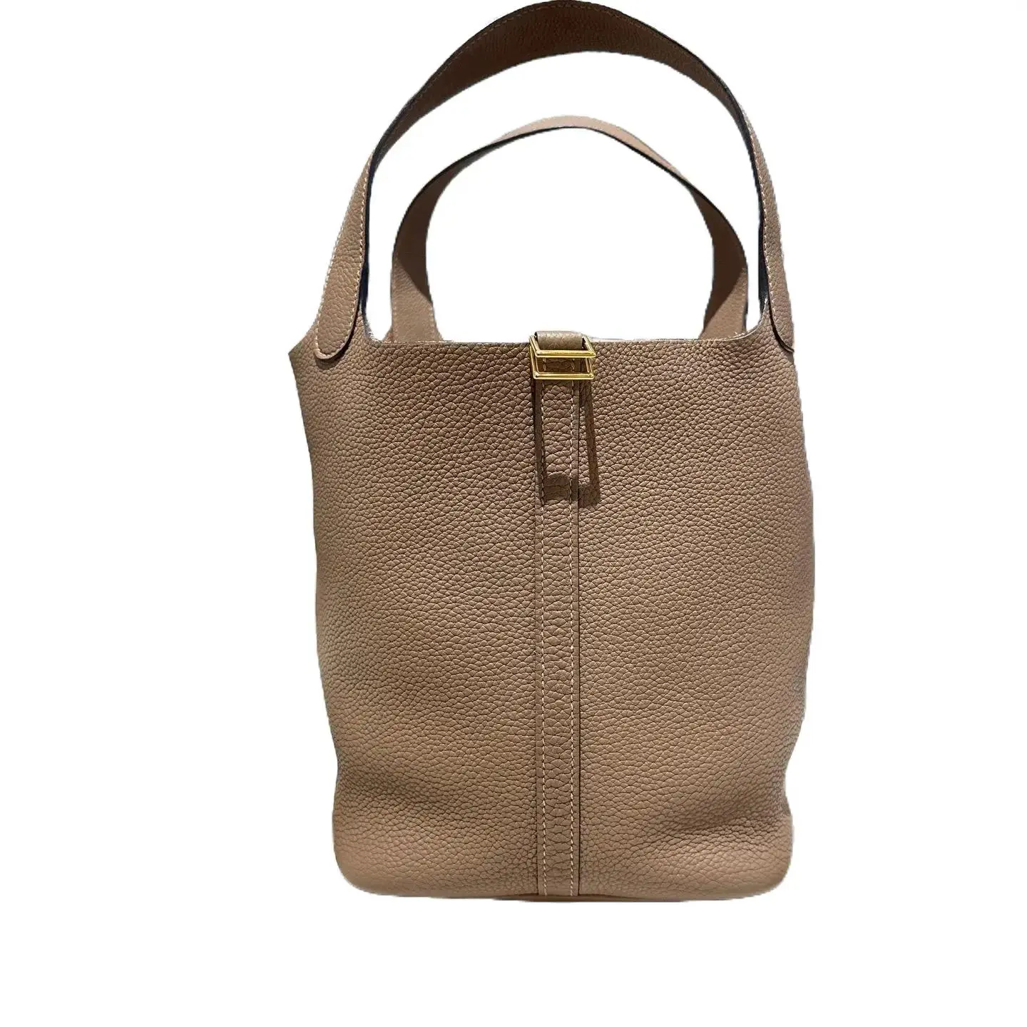 Pre-owned HERMÈS HERMES Picotin 22 Crossbody Bucket Bag Taupe Color, Gold Tone Hardware, TC Material (Pre Loved Luxury Handbag)
