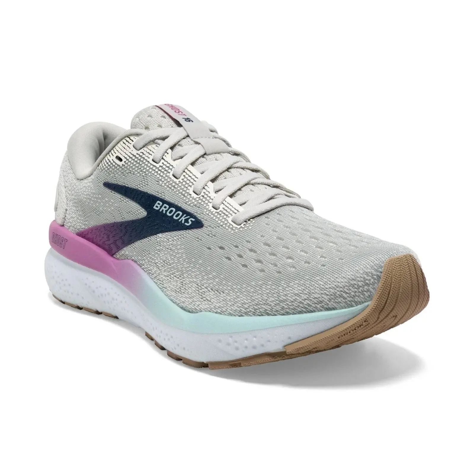 Brooks Ghost 16 Running Shoe in White/Gray/Blue | Women's