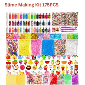 Slime Making Kit 175PCS – Bulk Slime Supplies, Mix-Ins, Foam, Glitter, Charms, Fishbowl Beads, Containers for Kids DIY Slimes, Coloring, Party Crafts & Easter Gift