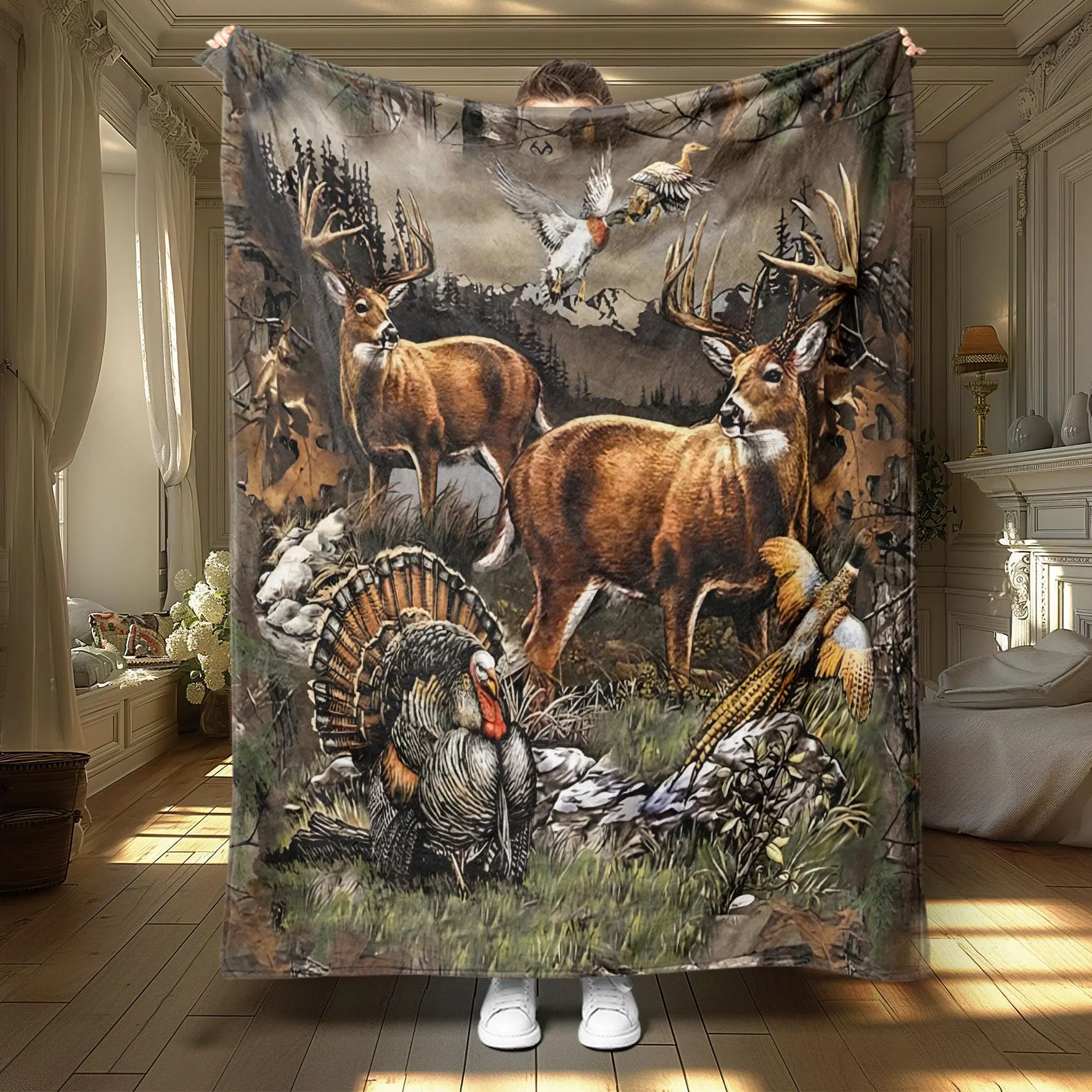 Animal Print Soft Blanket, Multi-purpose Throw Blanket, Multifunctional Blanket, Air-conditioned Room Blanket, Warm Nap Blanket for Home Office Travel Camping