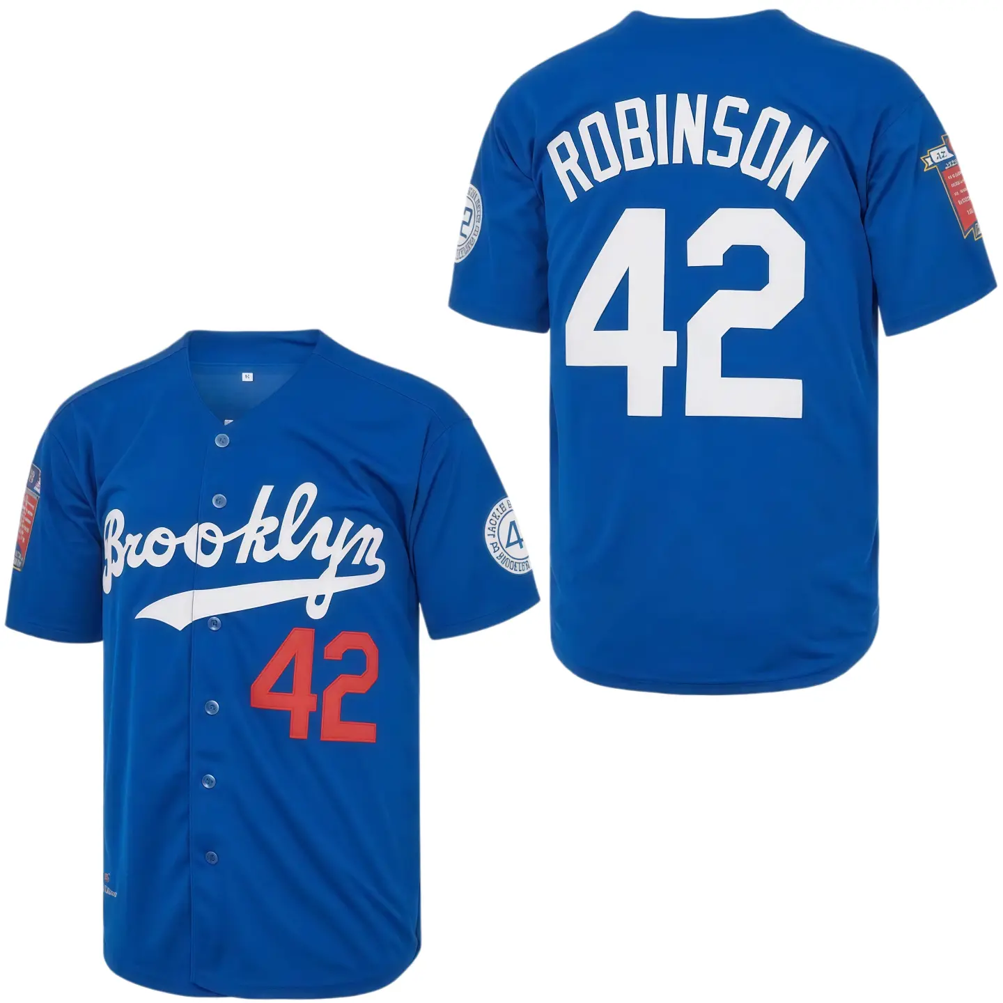 Men's Brooklyn 42 Robinson Baseball Jersey – Legend Vintage with Embroidered Patches, HipHop, Blue, Perfect Gift for Any Occasion,back to school,back to school haul