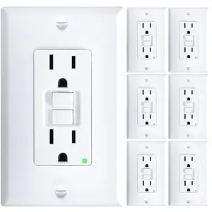 6 Pack GFCI Outlet 15 Amp with Thinner Design, Non-Tamper Resistant, Self-Test GFI Receptacles with LED , Wall Plates and Screws Included, Indoor, ETL Listed, White