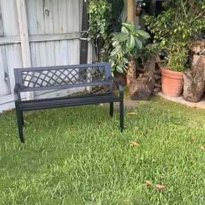 【SummerFinds】VEVOR Outdoor Bench, 46 inches Metal Garden Bench for Outdoors, 480 lbs Load Capacity Bench,  Outdoor Garden Park Bench with Backrest and Armrests, Patio Bench for Garden, Park, Yard, Front Porch