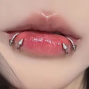 Stainless Steel S Rod Pointed Cone Lip Ring Earbone Nail Puncture Jewelry Combination Set