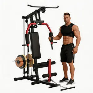 5-in-1 Home Gym Equipment - Multifunctional Strength Training Station for Full Body Workout with LAT Pulldown, Chest Press, Leg Extension & 300LB Capacity, Fits 1” & 2” Weight Plates