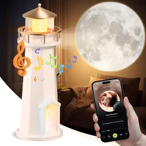 Moon Lamp Projector Night LightWireless Portable Moon Lighthouse Lamp with Remote Control, musical Moon Light Galaxy Projector Rechargeable LED Aesthetic Table Lamp Christmas gifts Christmas trees Christmas decorations Party favors