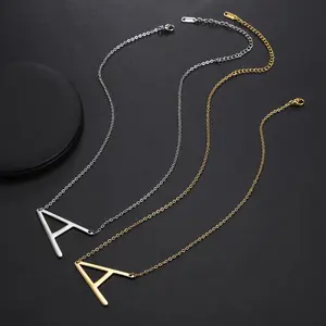 Minimalist 26-Letter Initial Necklace - Stainless Steel Minimalist Chain, Custom Pendant, Fashionable Jewelry Accessory for Daily Wear