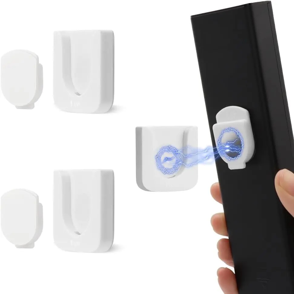WALLFID White Magnetic Remote Control Bracket Wall Mount, Innovative Slot Design for Easy Organization of Home, Office & School Supplies - Easily Organize & Secure Remote Control Home Storage Artifact (2 Pack)