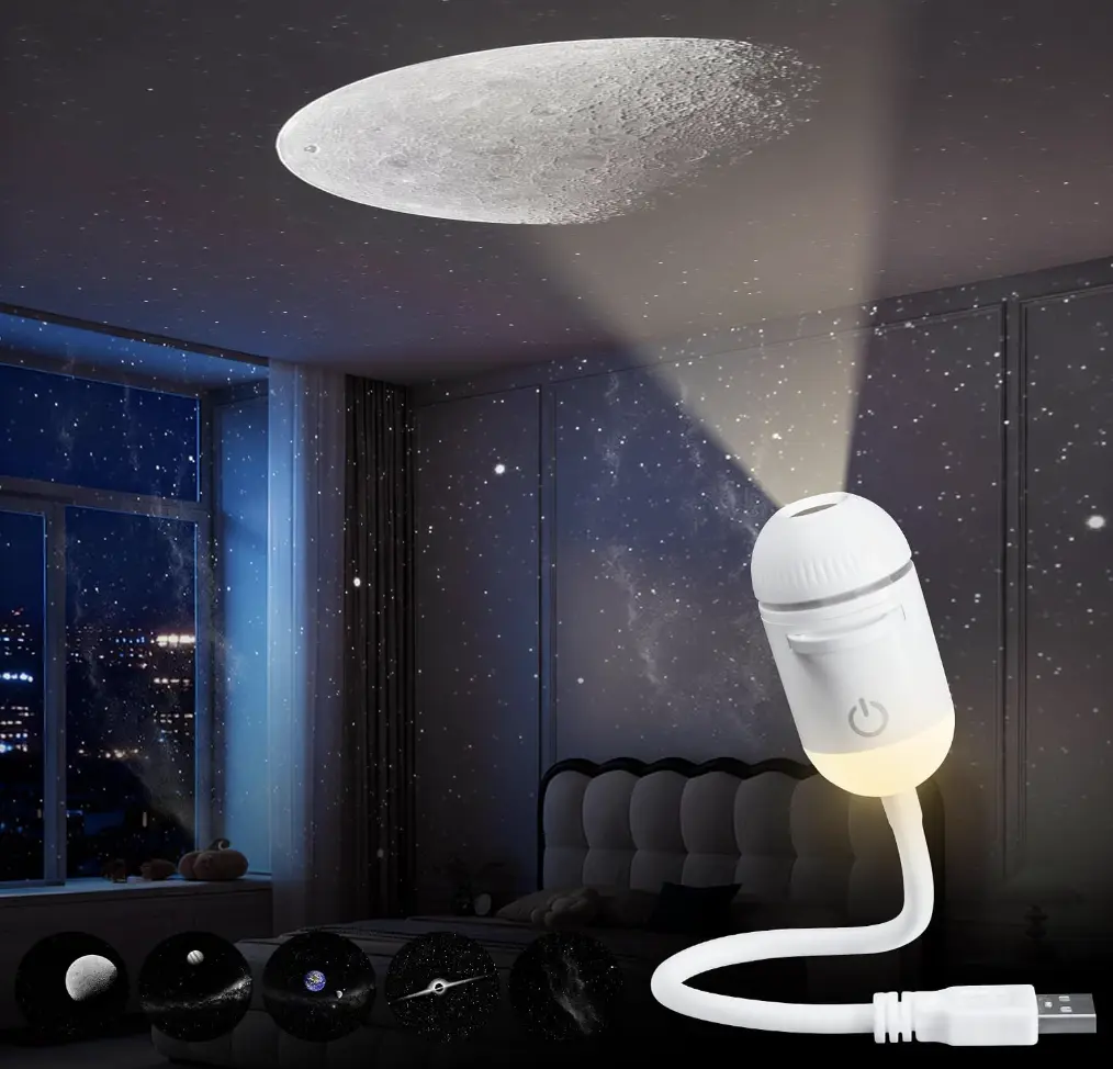 2-in-1 Galaxy Projector and Night Light, Portable Starry Sky Night Light Projector for Bedroom with Sliding Projection Films, Mini LED Nightlight Wall Lamp for Adults (5 Projection Films)