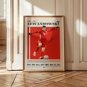 Robert Lewandowski Soccer Player Poster - Vintage Sports Art For Bedroom Decor