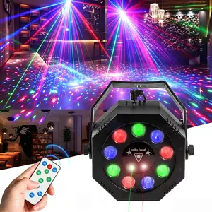 Party Lights Dj Disco Lights, Strobe Stage Light Sound Activated Laser Llights Projector with Remote Control for Parties Bar Birthday Wedding Holiday Event Live Show Xmas Decorations Lights