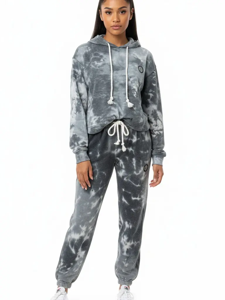 Women's Tracksuit Set Tie Dye Hoodie & Joggers Soft Cotton Long Sleeve Drawstring Fit Casual Loungewear Athletic Running Outfit