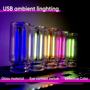 USB Night Light Touch Switch - Selective Color, Glass Bottle, Romantic Atmosphere Light for Car Room Decor, Gifts for Friends Lighting Modern   truck stuff FathersDayGift    led lights car