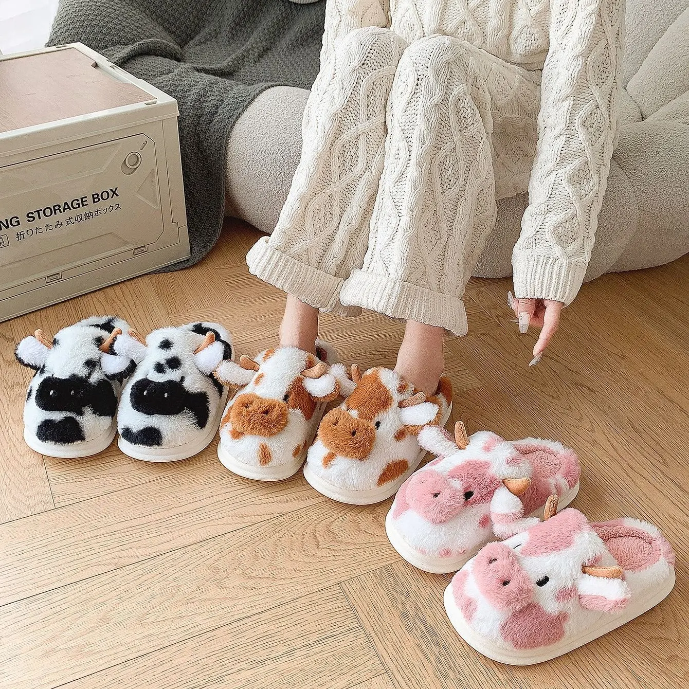 Women's Animal Shaped Fashion Slippers, Slip-On Closed-Toe Soft Cotton Breathable Plush Slides with Cloudy Soft Memory Foam, Non-Slip Rubber Sole Indoor Wear Footwear, Slipper Shoes, Thick Cushioned Slippers