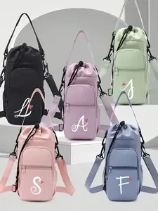 A Water Bottle Crossbody Case, Water Bottle Holder, with the Letters A-Z and Hearts, Features Adjustable Shoulder Strap and Multiple Pockets, Suitable for Water Bottles of 40 Ounces or Less, Valentine's Day Gifts for Your Partner, Family, And Best Friends