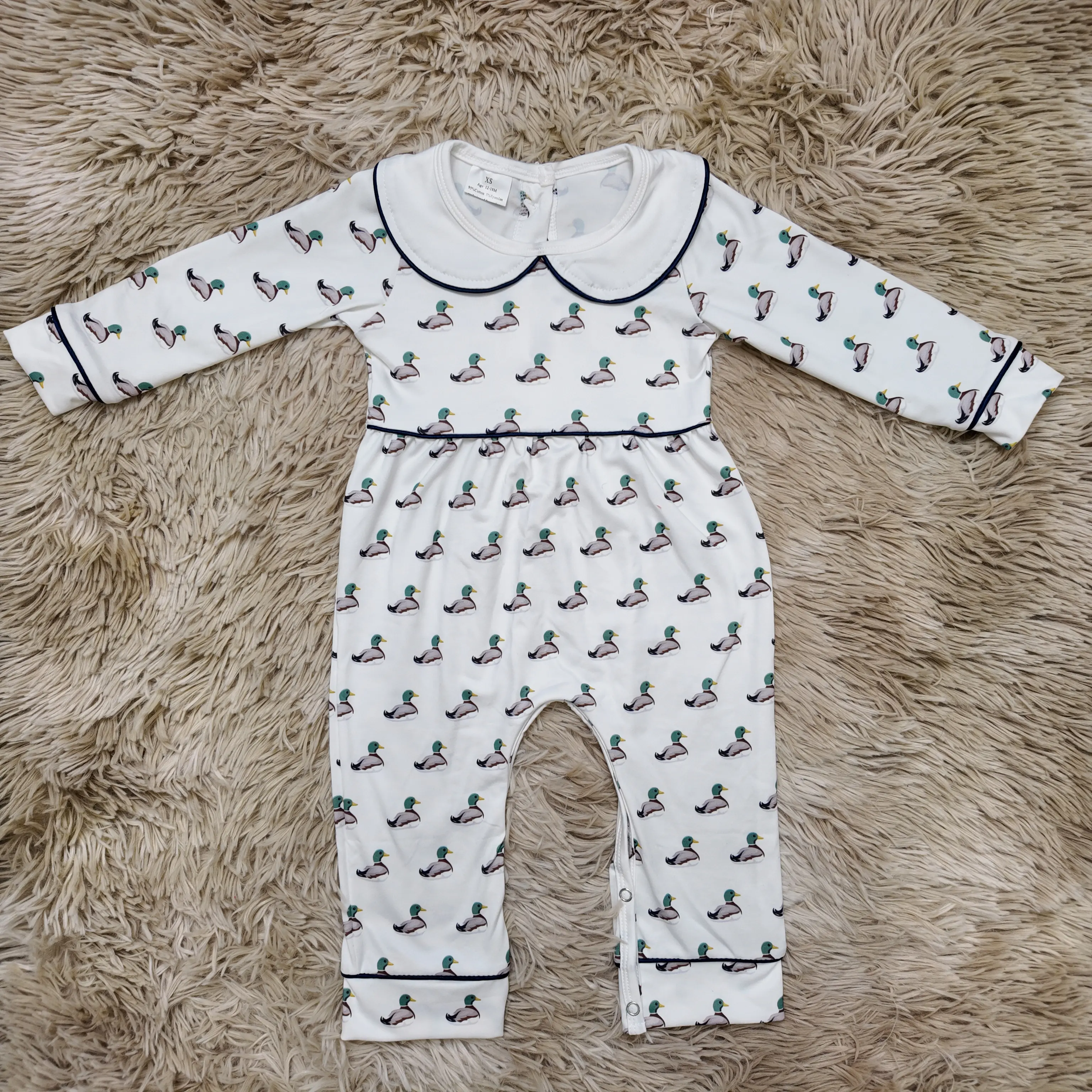 Infant Duck-Printed Long-Sleeve Romper Jumpsuit, Infant Toddler Clothes Bodysuit for Hunting Outings, Infant Jumpsuit