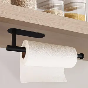 Self-Adhesive Kitchen Paper Holder, Under Cabinet Towel Rack, RV Bathroom Roll Storage, Plastic Organizer, Tissue Holder, Home Kitchen Bath Essentials