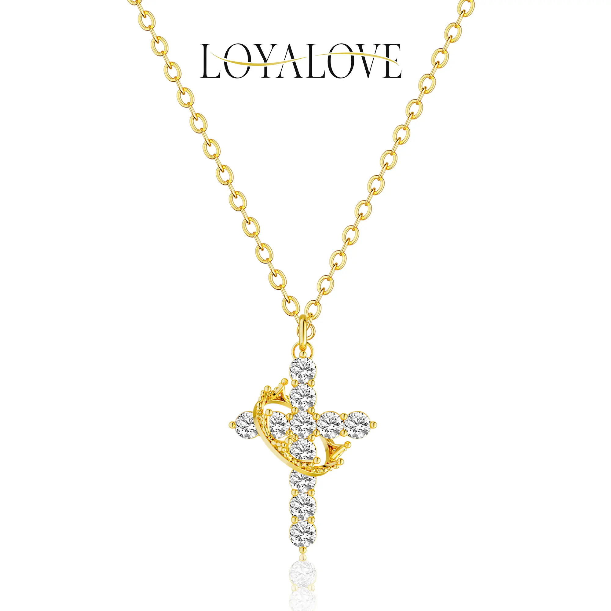 Loyalove 14K Gold Plated Simple Crown & Cross Pendant Choker Necklace for Women & Men & Girls Pretty Crown Cross Necklace For Daily Clothing Decor Trendy All match & Exquisite Jewelry Hristian Gifts For Fall& For Halloween,Best Gift For Mother' s Day