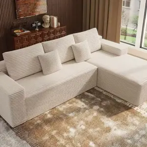 Boneless Modular Sectional Sofa Cloud Couch with Right Facing Chaise Oversized Deep Seat L Shaped Soft Corduroy Fabric for Comfortable Living