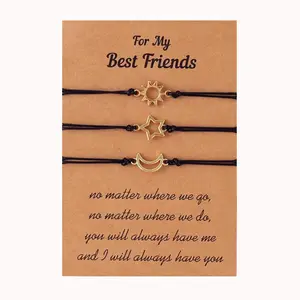 Sun, Moon and Star Theme Bracelet Creative Sun, Moon and Star Good Friends, Good Sisters, Couples, Woven Bracelet Women
