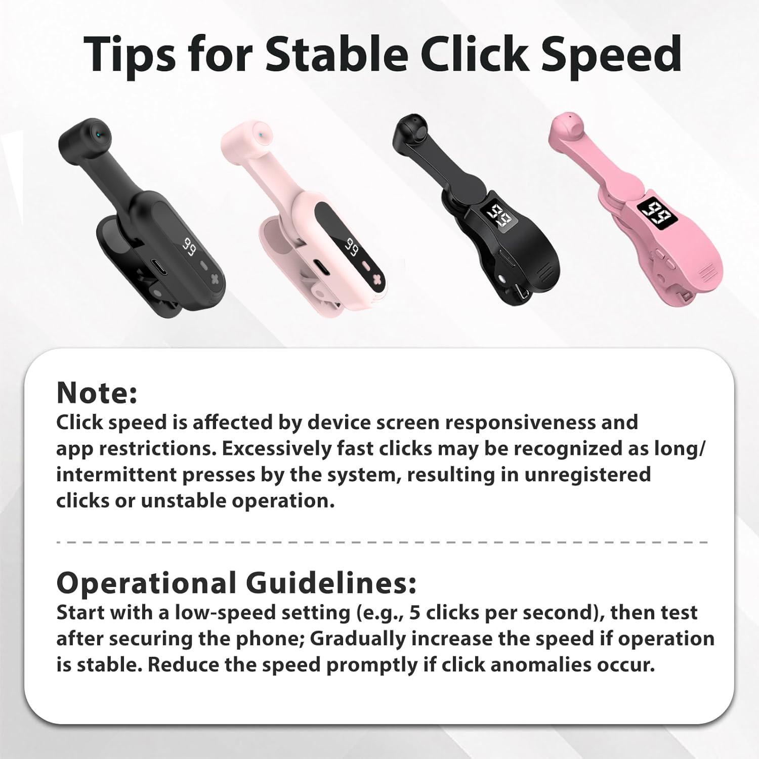 Rechargeable Auto Touch Smart Tapper Auto Clicker for iPhone Android, Adjustable Speed Device for TikTok Live Stream Likes & Social Media Tasks
