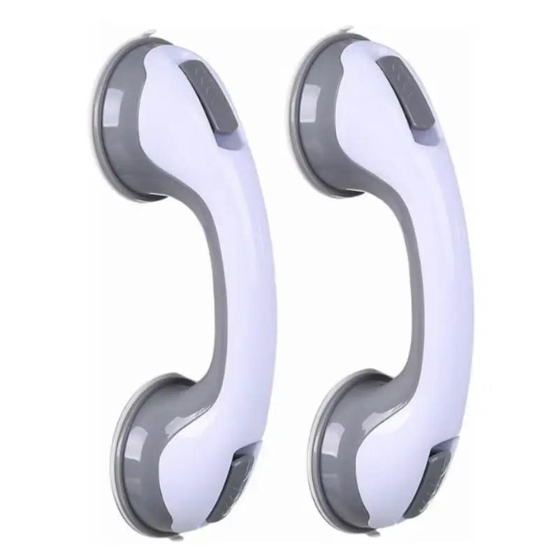 2pcs Bathroom Grab Bars Suction Cup - No Drill Shower Handles for Elderly, Adjustable Height Non-Slip Safety Rail, Toilet Fall Prevention Handrail (Easy Install)