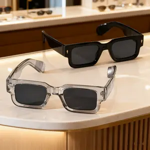 2pcs Retro Square Fashion For Women Men Thick Frame Anti Glare Sun Shades For Party Beach Travel Fashion Glasses wrap around Modern Trendy Sunglasses