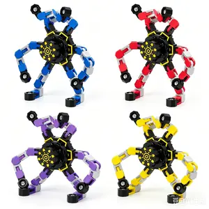 4PCS Transforming Mecha Spider Fidget Spinner Set, Fingertip Spin Desk Toys for Stress Relief, Focus and Anxiety Relief, Interactive Robot Toy for Kids Adults
