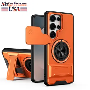 Mech Style Shockproof Galaxy S26 Ultra Case with Camera Cover Dual Kickstand 360 Ring Magnetic Car Holder for Samsung S20-S26 A14-A16 A35 A36 Note 20 Soft TPU Hard PC Anti-Drop Protective Cover tiktokshopspringglowup s22