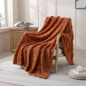 Burnt Orange Throw Blanket for Couch Sofa Bed 50x60 inches,Fleece Blankets Microfiber Flannel with  Checkered  Lightweight Plush Soft Cozy Gifts for Women Mom Girls